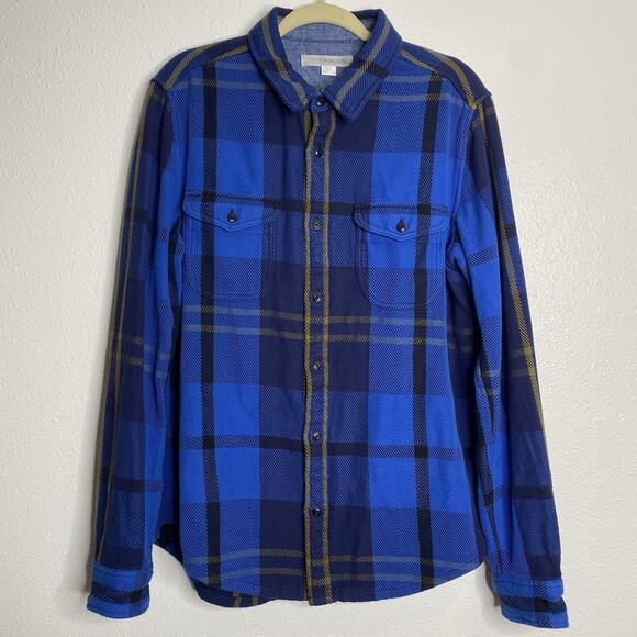 Outerknown Men's Size‎ M Blanket Shirt Plaid Organic Cotton Blue - Picture 1 of 5